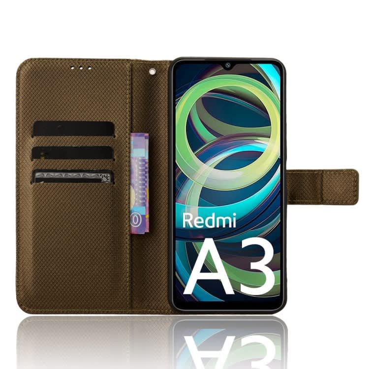 For Xiaomi Poco C61 / Redmi A3 Diamond Texture Leather Phone Case(Brown)