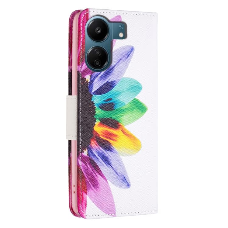 For Xiaomi Redmi 13C Colored Drawing Pattern Leather Phone Case(Sun Flower)