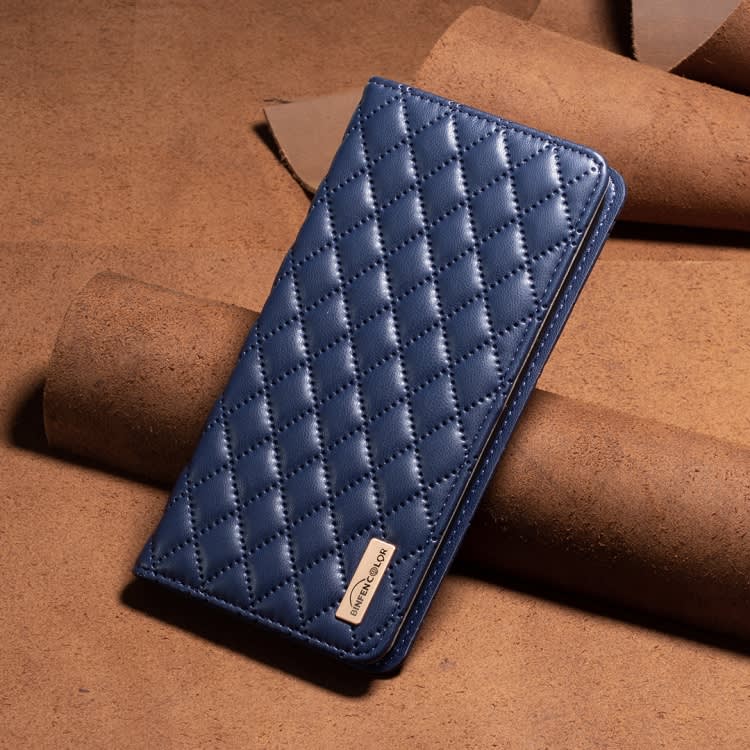 For Xiaomi Poco M6 4G / Redmi 13 4G Diamond Lattice Magnetic Leather Flip Phone Case(Blue)