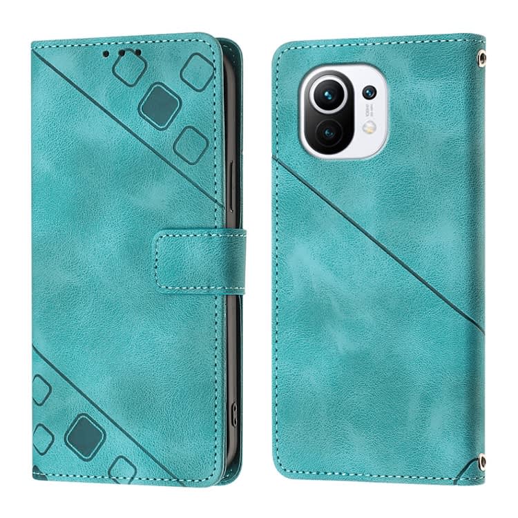 For Xiaomi Mi 11 Skin Feel Embossed Leather Phone Case(Green)