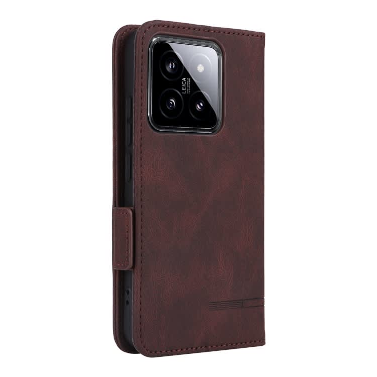 For Xiaomi 14 Magnetic Clasp Leather Phone Case(Brown)