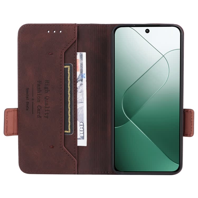 For Xiaomi 14 Magnetic Clasp Leather Phone Case(Brown)