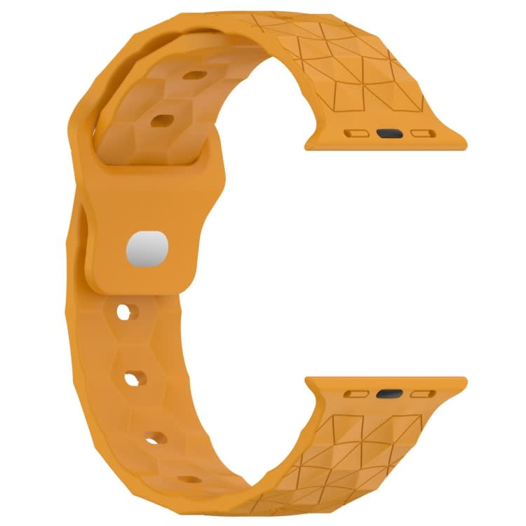 Football Texture Silicone Watch Band For Apple Watch 9 41mm(Yellow)