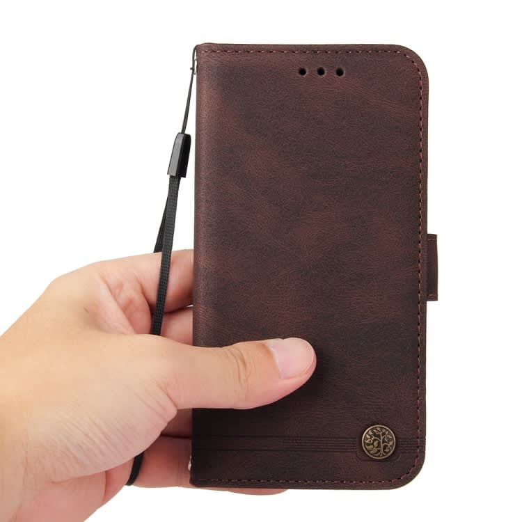 For Xiaomi Redmi K70 / K70 Pro Skin Feel Life Tree Metal Button Leather Phone Case(Brown)