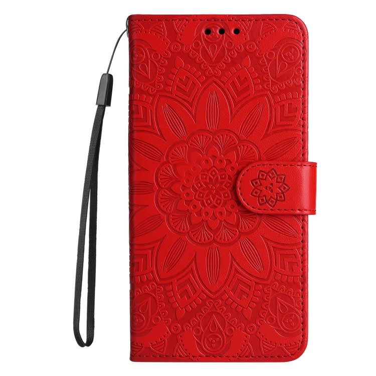 For Xiaomi Redmi K70E Embossed Sunflower Leather Phone Case(Red)