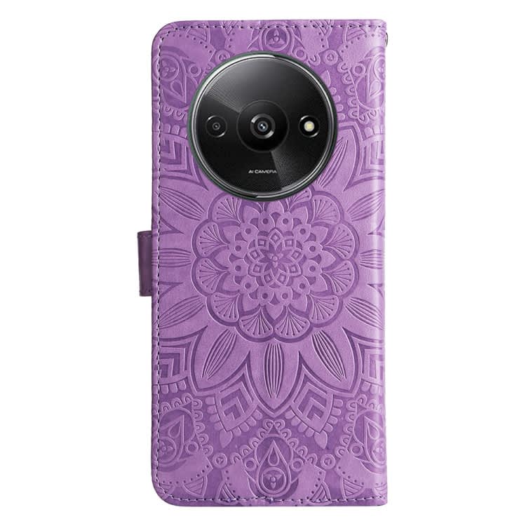 For Xiaomi Redmi A3 Embossed Sunflower Leather Phone Case(Purple)