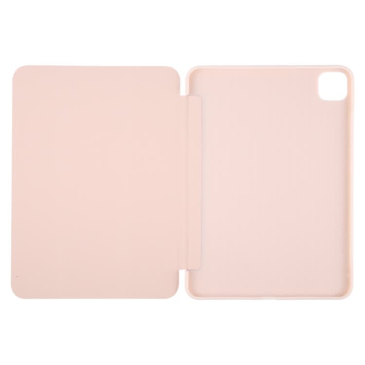 For iPad Pro 13 2024 GEBEI 3-folding Holder Shockproof Flip Leather Tablet Case(Pink)