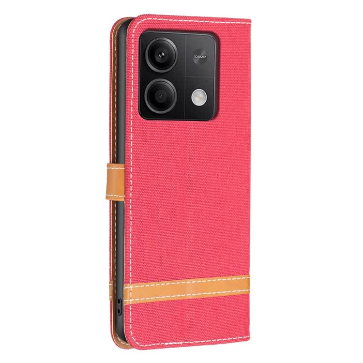 For Xiaomi Redmi Note 13 Color Block Denim Texture Leather Phone Case(Red)