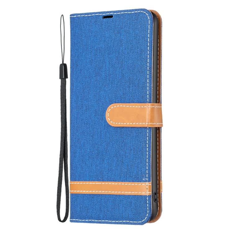 For Xiaomi Redmi 13C Color Block Denim Texture Leather Phone Case(Royal Blue)