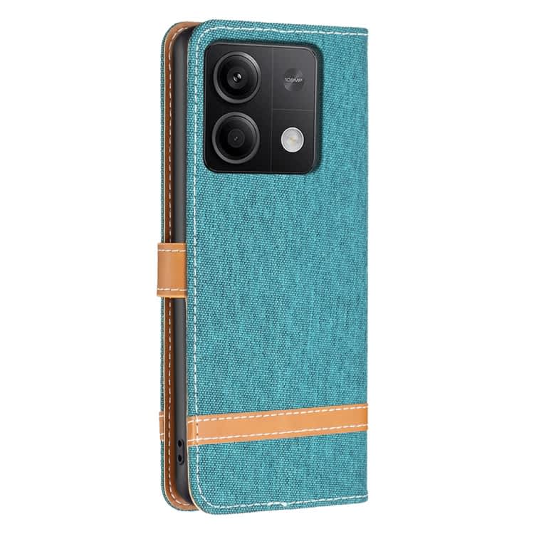 For Xiaomi Redmi Note 13 4G Global Color Block Denim Texture Leather Phone Case(Green)