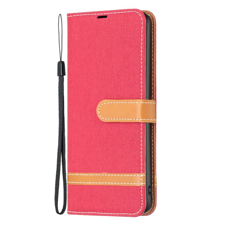 For Xiaomi Redmi Note 13 Pro 4G Global Color Block Denim Texture Leather Phone Case(Red)