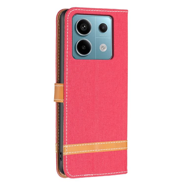 For Xiaomi Redmi Note 13 Pro 4G Global Color Block Denim Texture Leather Phone Case(Red)