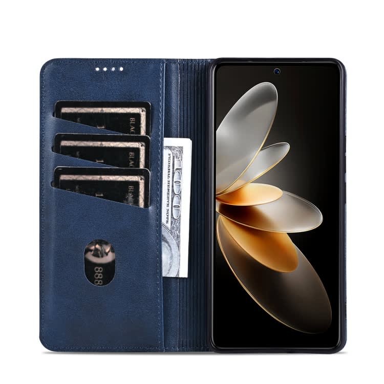 For Xiaomi Redmi K70/K70 Pro AZNS Magnetic Calf Texture Flip Leather Phone Case(Dark Blue)