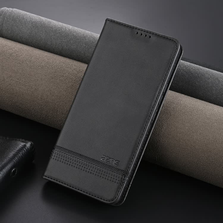 For Xiaomi Redmi K70E AZNS Magnetic Calf Texture Flip Leather Phone Case(Black)
