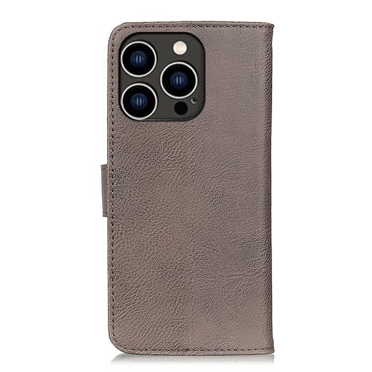 For iPhone 16 Pro KHAZNEH Cowhide Texture Horizontal Flip Leather Phone Case(Khaki)