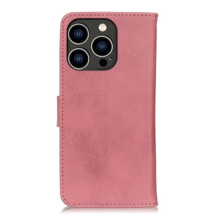 For iPhone 16 Pro Max KHAZNEH Cowhide Texture Horizontal Flip Leather Phone Case(Pink)