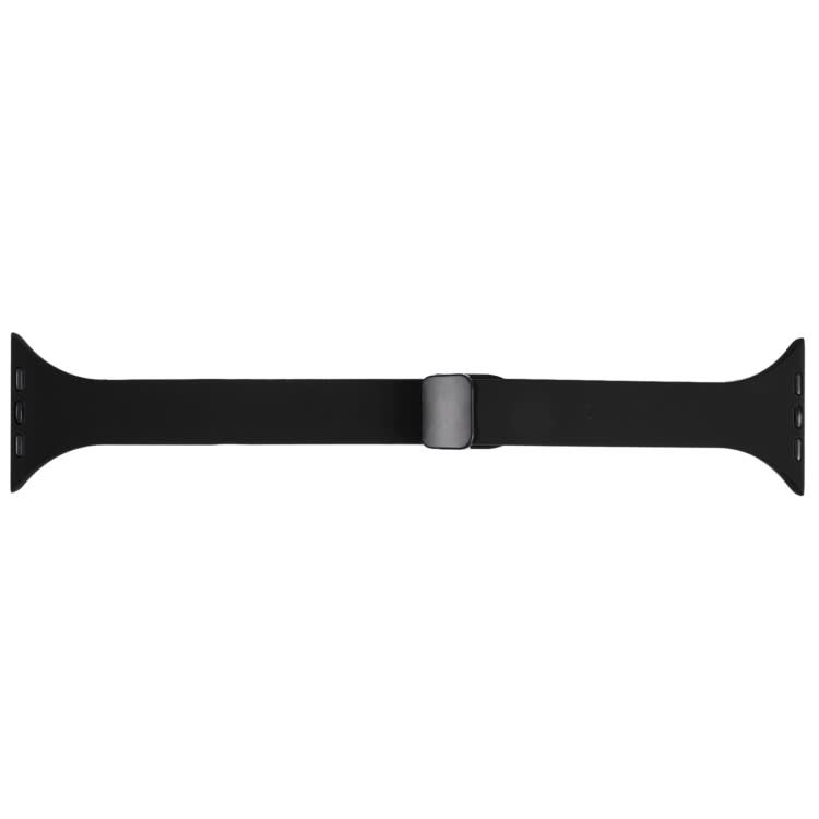 For Apple Watch Ultra 2 49mm Magnetic Buckle Slim Silicone Watch Band(Black)