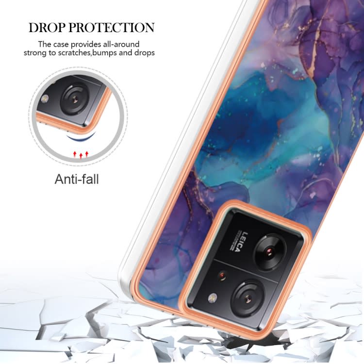 For Xiaomi 13T/13T Pro Electroplating Marble Dual-side IMD TPU Phone Case(Purple 016)