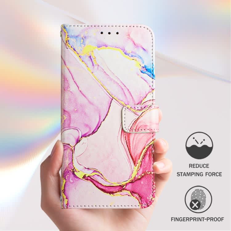For iPhone 16 PT003 Marble Pattern Flip Leather Phone Case(Rose Gold LS005)