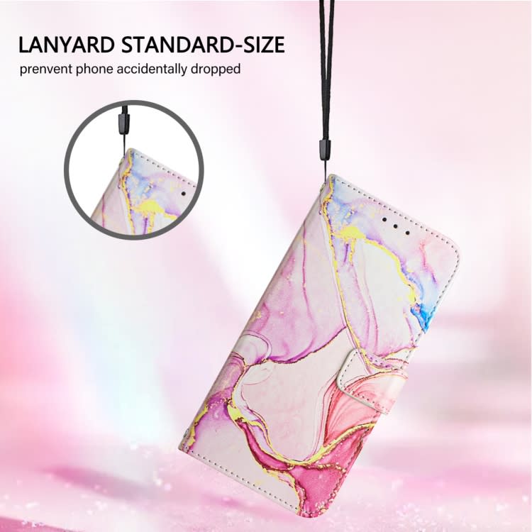 For iPhone 16 PT003 Marble Pattern Flip Leather Phone Case(Rose Gold LS005)