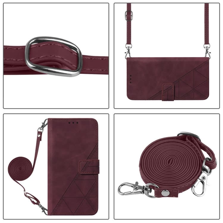 For iPod Touch 7 / 6 / 5 Crossbody 3D Embossed Flip Leather Phone Case(Wine Red)