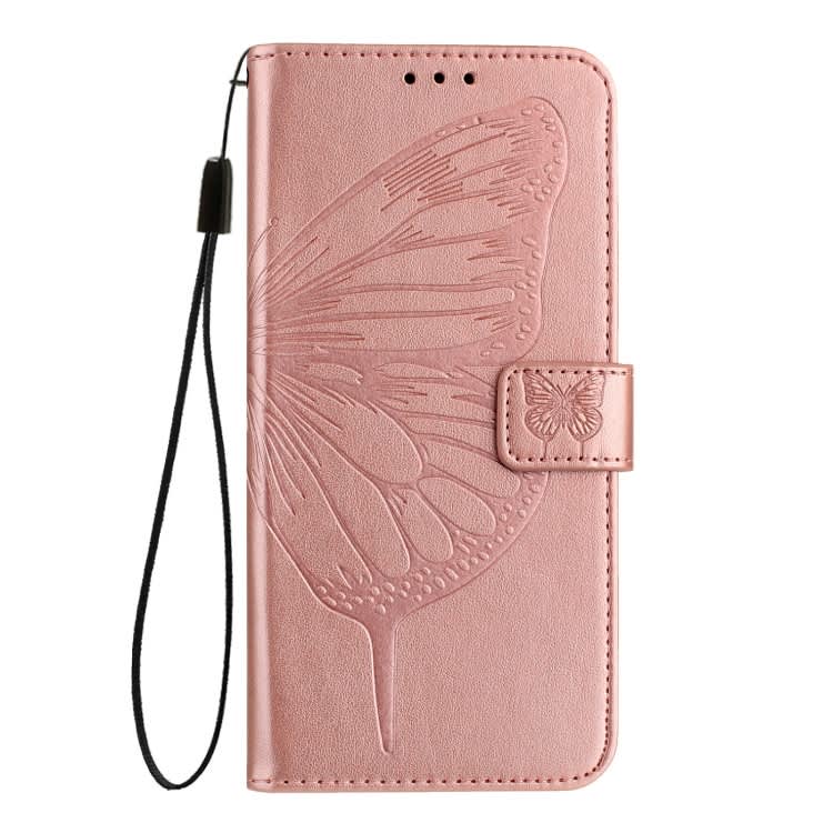 For iPod Touch 7 / 6 / 5 Embossed Butterfly Leather Phone Case(Rose Gold)