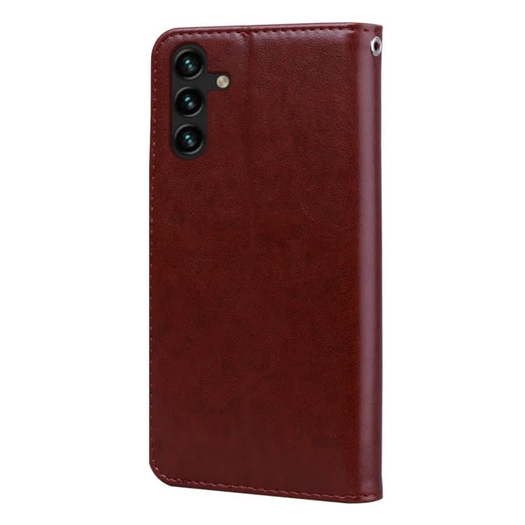 For Samsung Galaxy A04 / A04s Rose Embossed Flip PU Leather Phone Case(Brown)