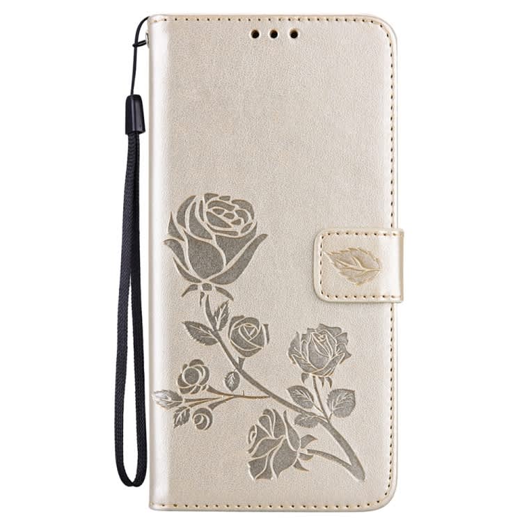 For Xiaomi Redmi Note 13 Pro 4G Rose Embossed Flip PU Leather Phone Case(Gold)