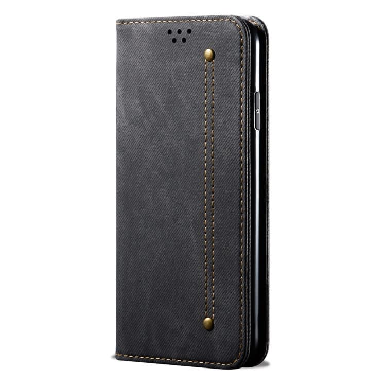 For Samsung Galaxy M15 / F15 5G Denim Texture Casual Style Horizontal Flip Leather Case(Black)