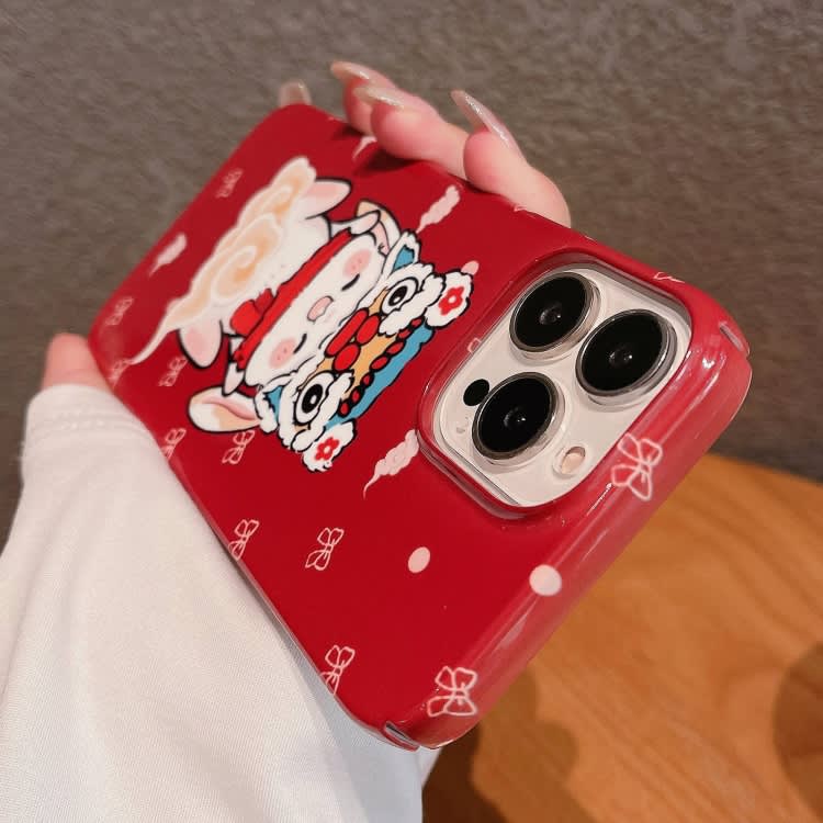 For iPhone 15 Painted Pattern PC Phone Case(Bunny Red)
