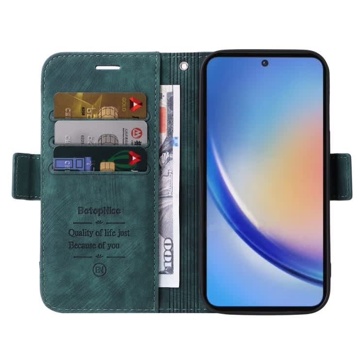For Samsung Galaxy A35 5G BETOPNICE Dual-side Buckle Leather Phone Case(Green)