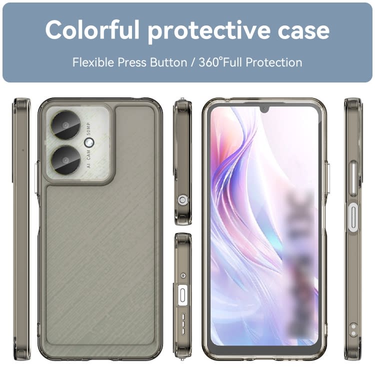 For Xiaomi Redmi 13C 4G Candy Series TPU Phone Case(Transparent Grey)