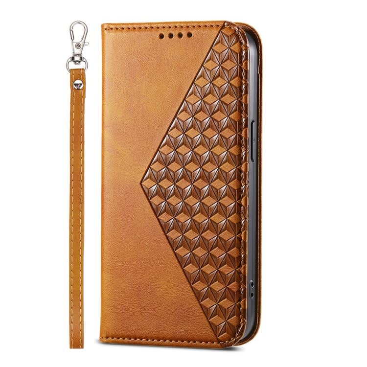 For Samsung Galaxy M15 5G / F15 5G Cubic Grid Calf Texture Magnetic Leather Phone Case(Yellow)