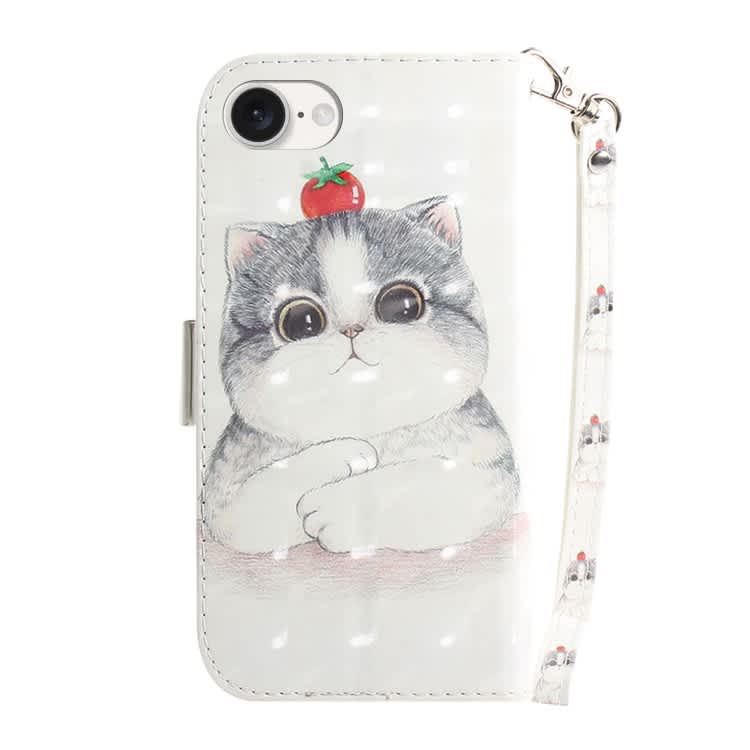 For iPhone SE 2024 3D Colored Horizontal Flip Leather Phone Case(Cute Cat)