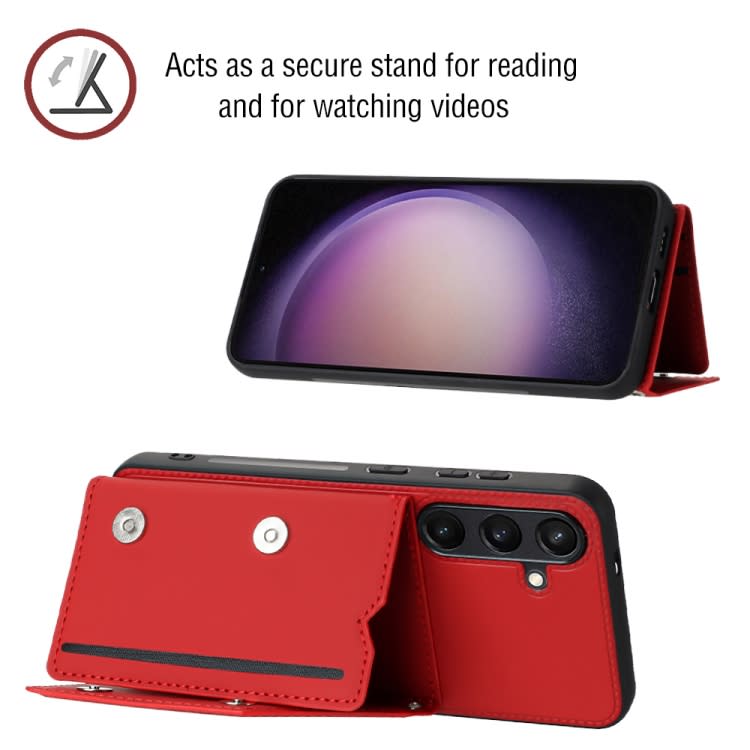 For Samsung Galaxy S24+ 5G Skin Feel PU + TPU + PC Card Slots Phone Case(Red)