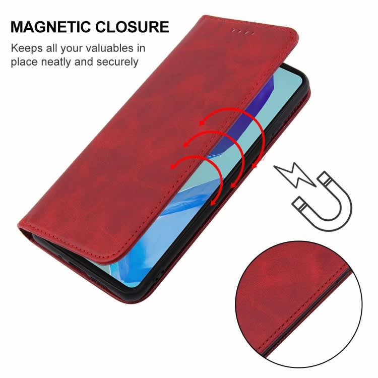 For Samsung Galaxy M55 Magnetic Closure Leather Phone Case(Red)