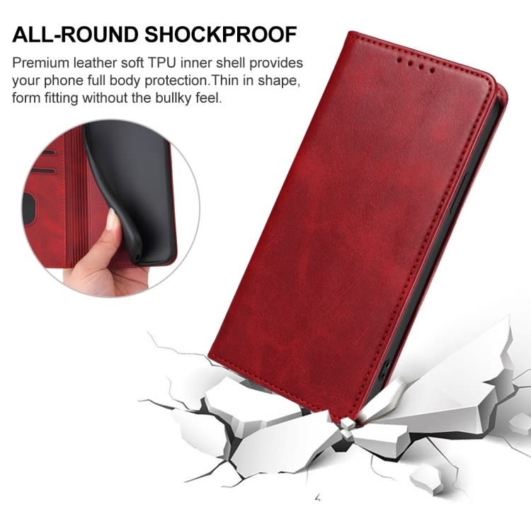 For Samsung Galaxy M55 Magnetic Closure Leather Phone Case(Red)