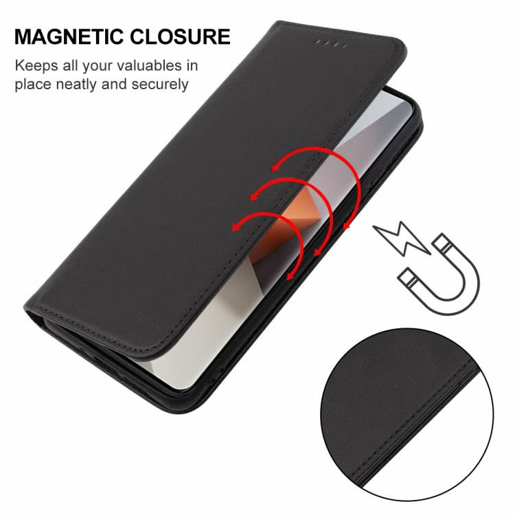 For Xiaomi Redmi Note 13 Pro+ Magnetic Closure Leather Phone Case(Black)