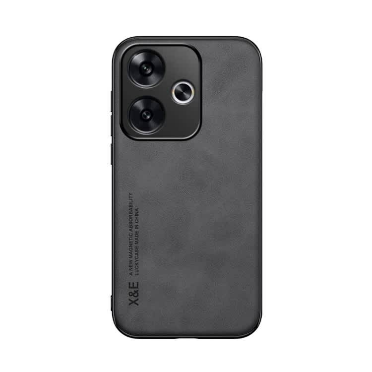 For Xiaomi Redmi Turbo 3 Skin Feel Magnetic Leather Back Phone Case(Dark Grey)
