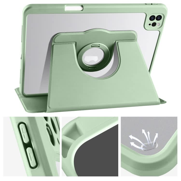 For iPad Pro 13 2024 Acrylic 360 Rotation Detachable Leather Tablet Case(Green)