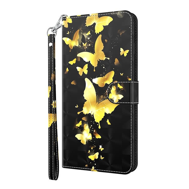 For Samsung Galaxy A35 5G 3D Painting Pattern Flip Leather Phone Case(Gold Butterfly)