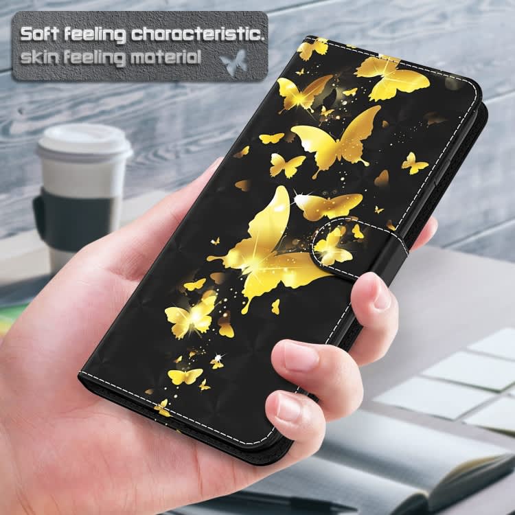 For Samsung Galaxy A35 5G 3D Painting Pattern Flip Leather Phone Case(Gold Butterfly)