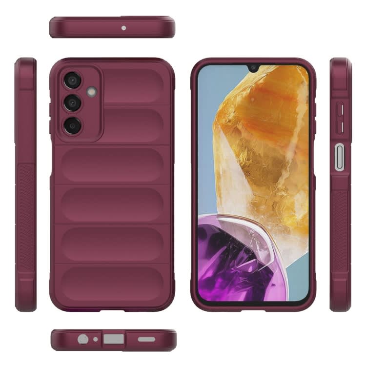 For Samsung Galaxy M15 5G Global Magic Shield TPU + Flannel Phone Case(Wine Red)