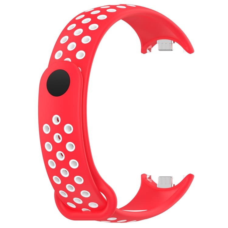 For Xiaomi Mi Band 8 Two Color Nail Buckle Silicone Watch Band(Red White)