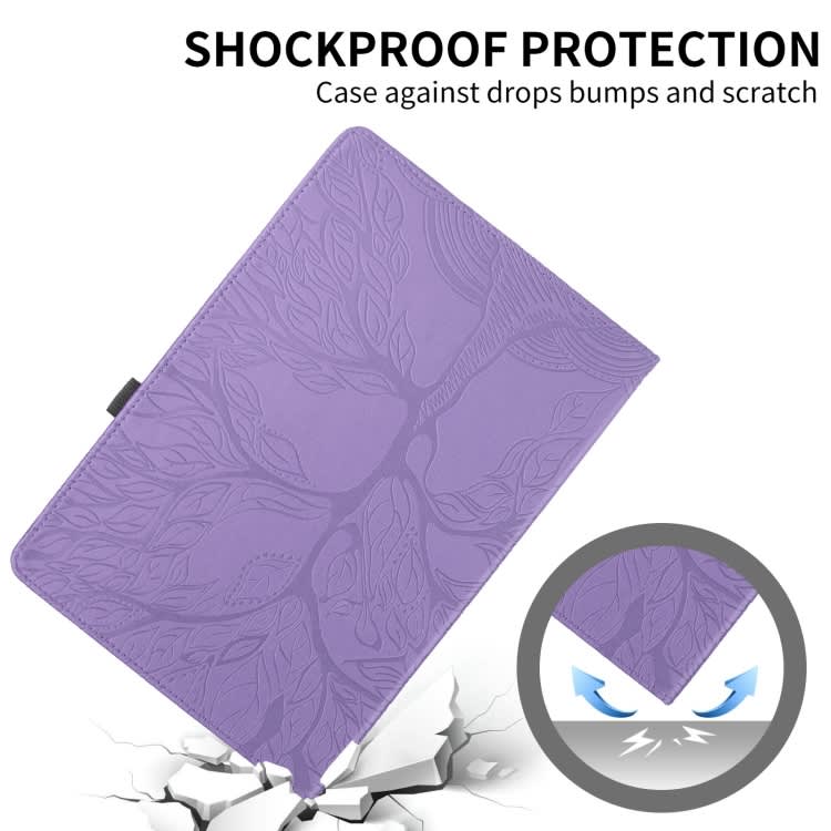 For Xiaomi Pad 6S Pro Tree Life Embossed Rotation Leather Smart Tablet Case(Purple)