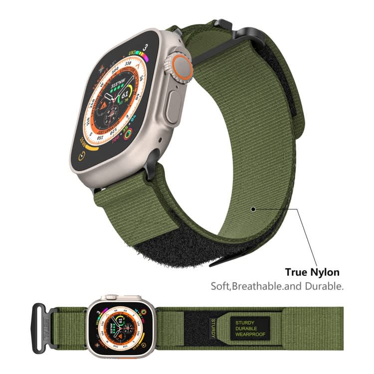 For Apple Watch Series 5 44mm AW Nylon Two-Section Watch Band(Army Green)