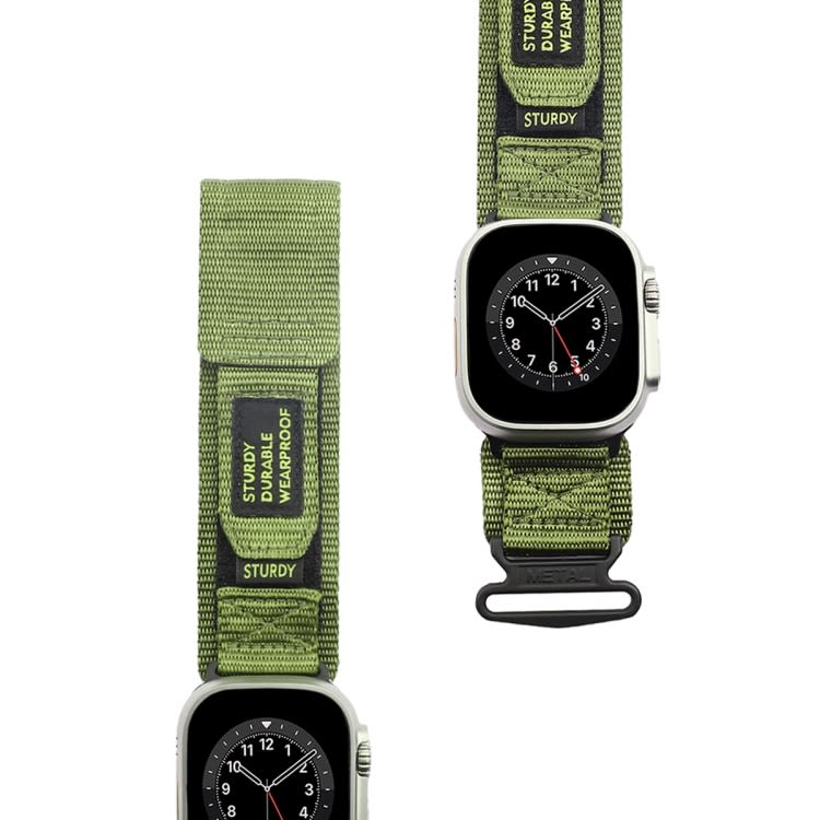 For Apple Watch Series 5 44mm AW Nylon Two-Section Watch Band(Army Green)