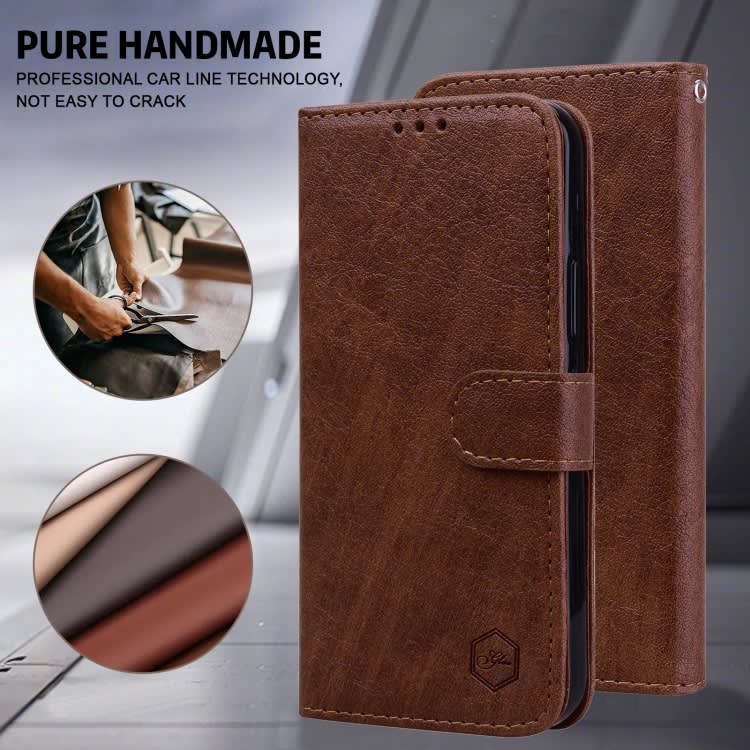 For Xiaomi Redmi Note 8 Skin Feeling Oil Leather Texture PU + TPU Phone Case(Brown)