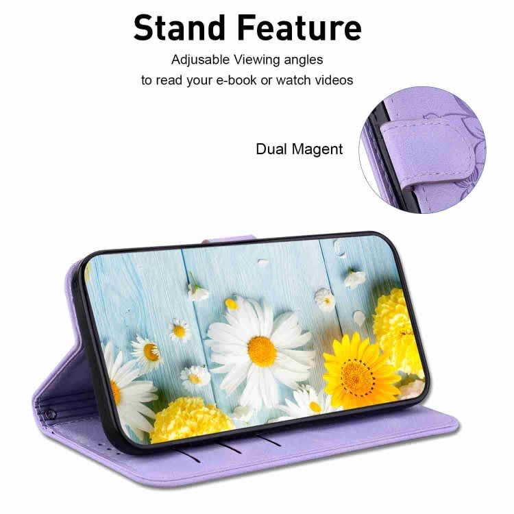 For Xiaomi Redmi 9A Lily Embossed Leather Phone Case(Purple)