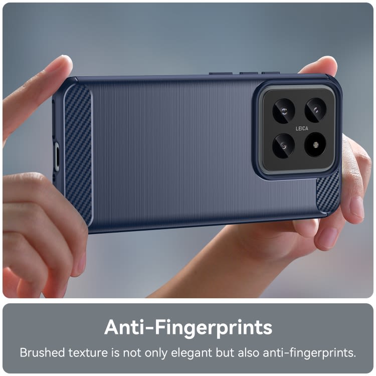 For Xiaomi 14 Brushed Texture Carbon Fiber TPU Phone Case(Blue)